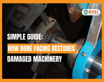 Technician performing bore facing on industrial machinery to restore damaged equipment