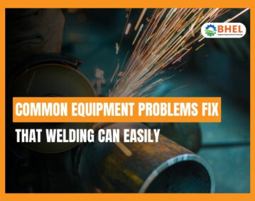 Technician performing welding repairs on industrial machinery to fix equipment problems